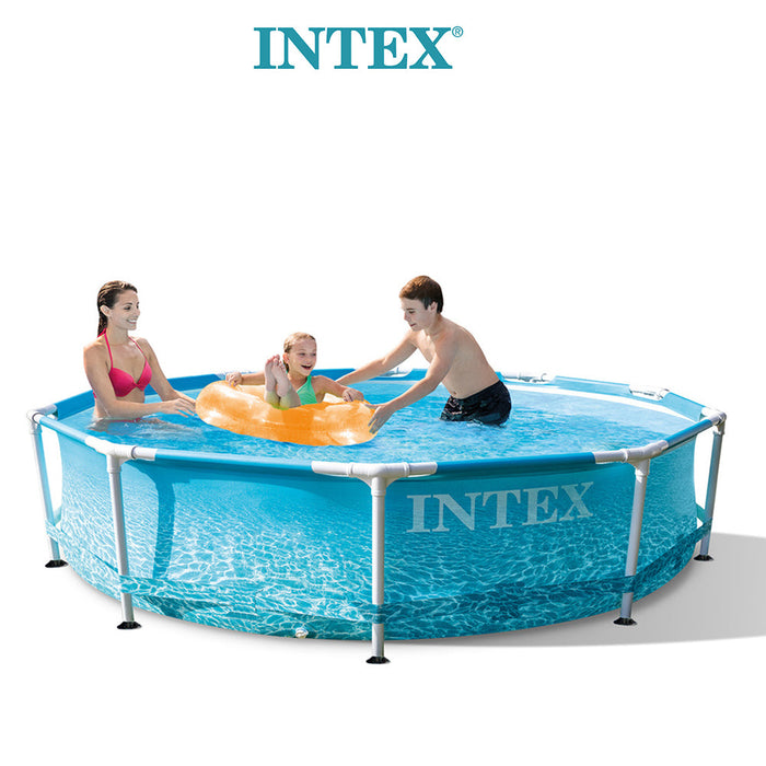 INTEX 10ft Metal Steel Frame Swimming Pool Set Sea Life With Pump Above Ground