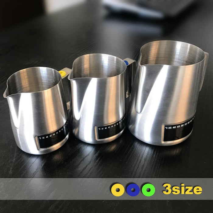 Large 1000ML Latte Stainless Steel Pro Milk Frothing Pitcher Jug With Integrated Thermometer