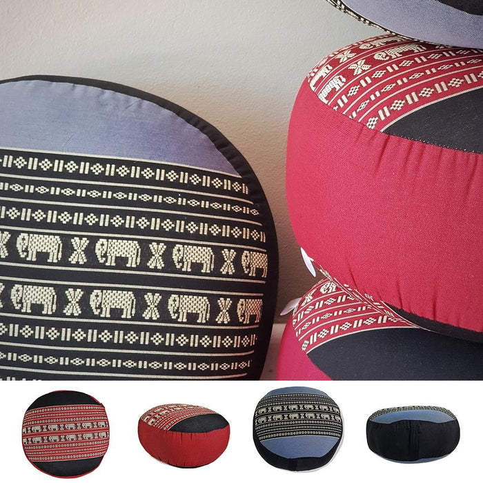 Thai Red elephant Kapok Filled Zafu Ottoman Pouf Pouffe Round Meditation Cushion Floor Seat