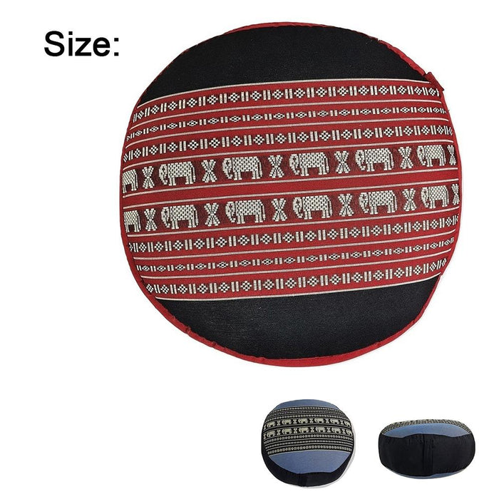 Thai Red elephant Kapok Filled Zafu Ottoman Pouf Pouffe Round Meditation Cushion Floor Seat