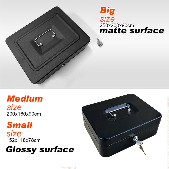 Portable Sturdy Metal Money Box Cash Box with Coin Tray Petty Cash New 3 Colors