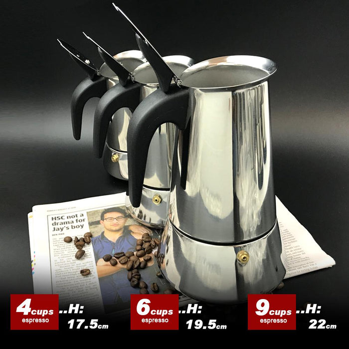 6Cups Stainless Steel Stove Top Espresso Italian Moka Coffee Maker Percolator Pot