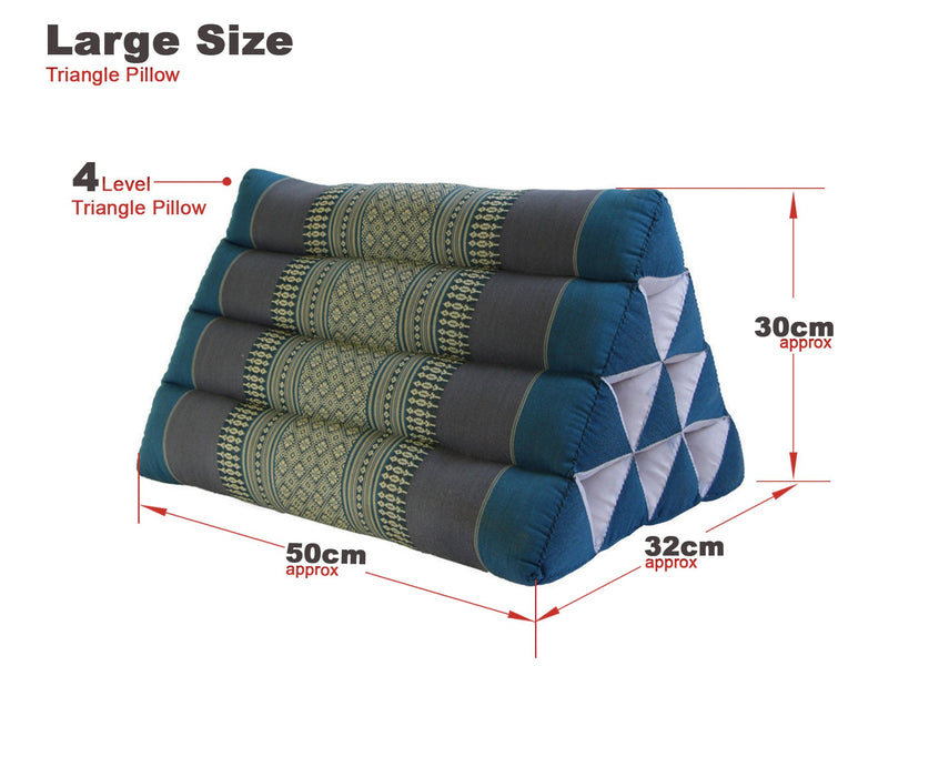 Thai Blue 100% Kapok Cotton Handmade Thai Triangle Pillow Pad Cushion Thailand